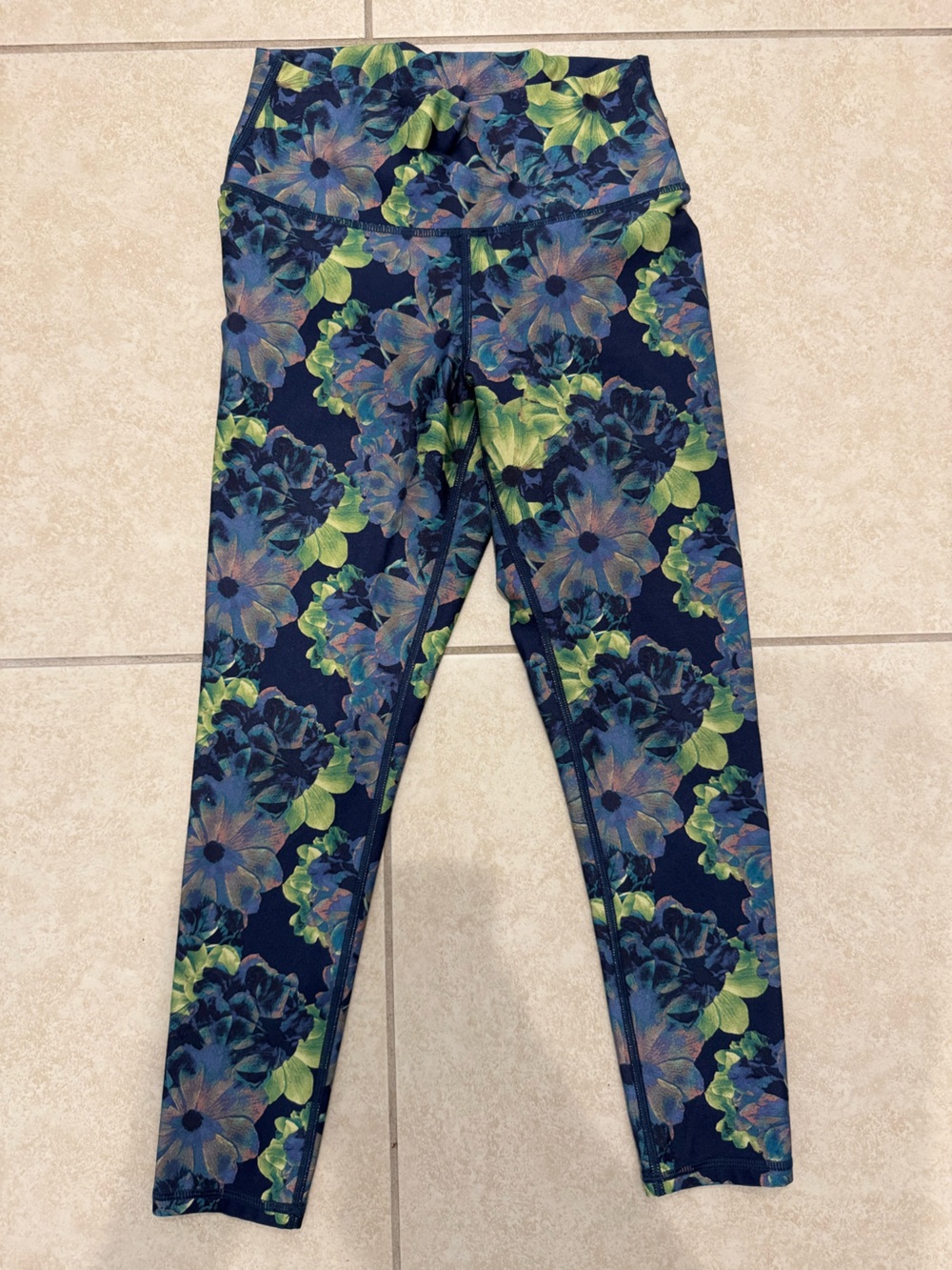 Fabletics Floral High-Rise Leggings in Green and Blue - Picture 2 of 5